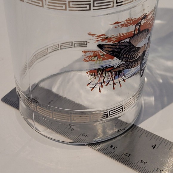 Vintage Ducks Glass Mug Beer Stein Gold Greek Key Accent Dad Father Bar Hunt 5" - Picture 9 of 10